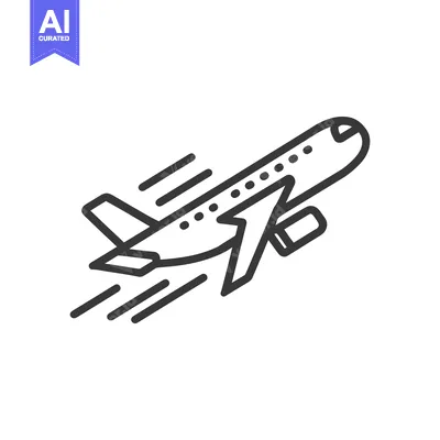 Premium design asset: Airplane Taking Off Icon: Modern Line Art Design on White Background