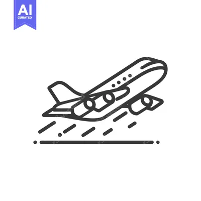 Aset premium populer: Airplane Taking Off: Bold Line Art Icon on White Background