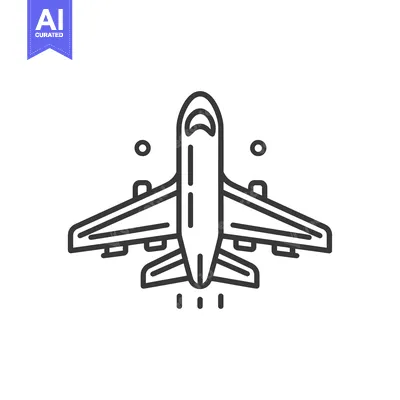 Aset premium populer: Airplane Icon: Modern Line Art of a Jet Taking Off