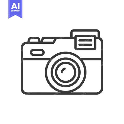 Aset desain premium: Minimalist Camera Icon: Clean Line Art for Photography Concepts
