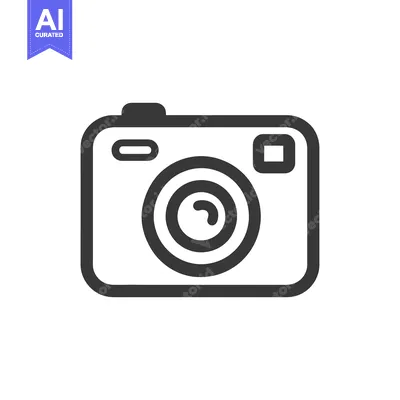 Aset desain premium: Minimalist Camera Icon: Bold Outline, Modern Design, Photography Symbo