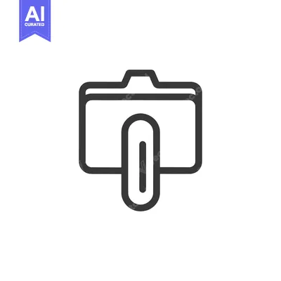 Aset desain premium: Minimalist Folder Icon with Paperclip, Outline Style, Isolated