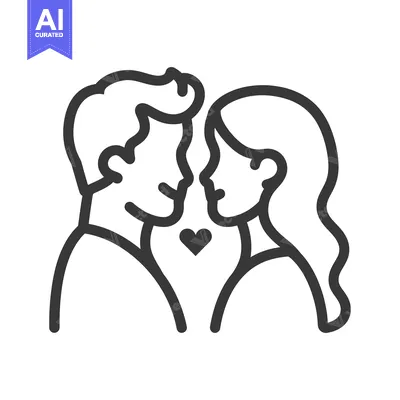 Aset premium populer: A loving couple facing each other with a heart between them