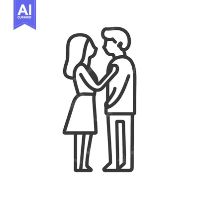 Aset premium populer: A stylized illustration of a loving couple standing close together