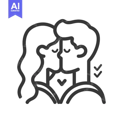 Popular premium asset: An outline illustration depicts a romantic embrace between two people