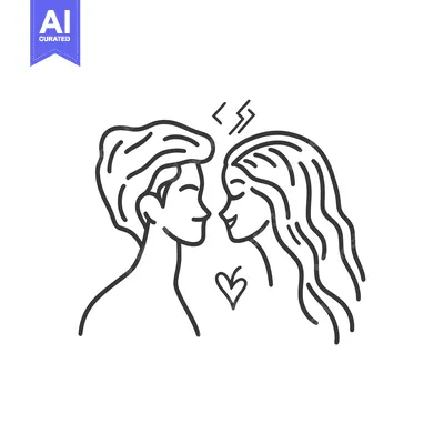 Two people are looking into each other with heart shapes between them
