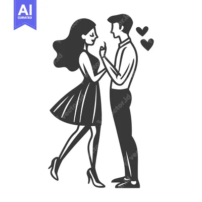 Aset premium populer: A loving couple holds hands while looking lovingly at each other