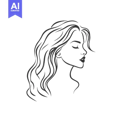Popular premium asset: A beautiful illustration of a womans profile with flowing hair