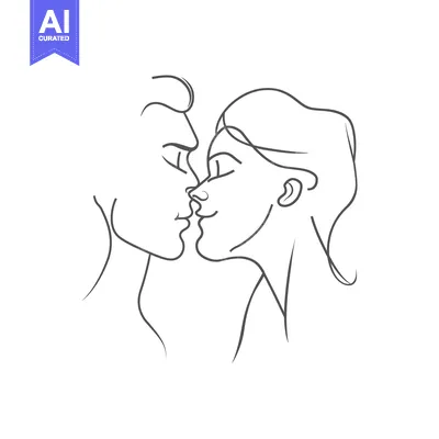 Premium design asset: Two people about to engage in a gentle loving embrace