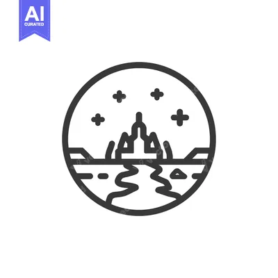 Popular premium asset: Minimalist Icon of a Distant Planet with Mountains and River, Surround