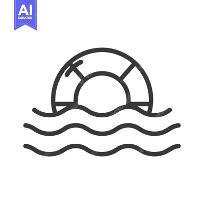 Download A simple illustration of a life preserver floating in water Vector Graphic