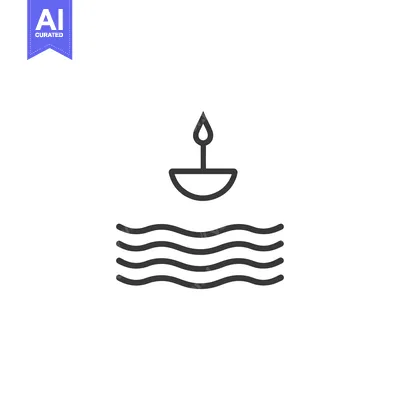 Aset premium populer: An illustrative depiction of a candle floating on water