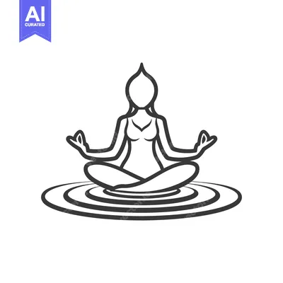 Aset desain premium: A woman in meditation posture sitting in a calming circle