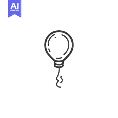 Premium design asset: A simple line drawing illustration of a floating balloon