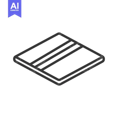Aset desain premium: Isometric Credit Card Icon with Two Stripes, Outline Style