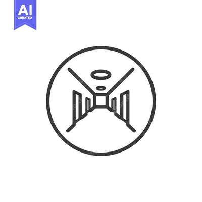 Aset desain premium: Minimalist Hallway Icon: Linear Perspective in Circular Frame
