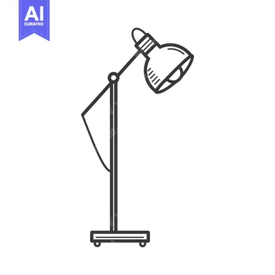 Aset desain premium: Minimalist Floor Lamp Illustration with Adjustable Shade and Stand