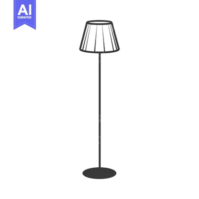 Aset desain premium: Floor Lamp with Pleated Shade and Circular Base