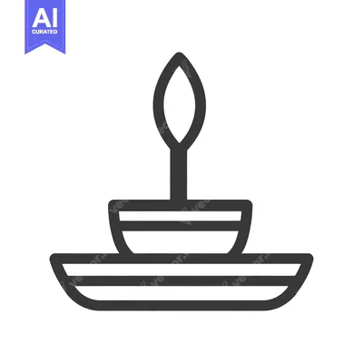 Aset premium populer: Simple illustration of a candle resting on a tiered dish