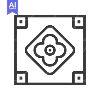 Aset premium populer: A square design showing a floral motif with corner elements