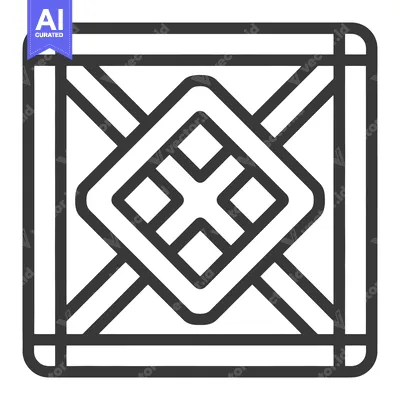 Aset desain premium: A black and white square pattern with geometric intersecting shapes