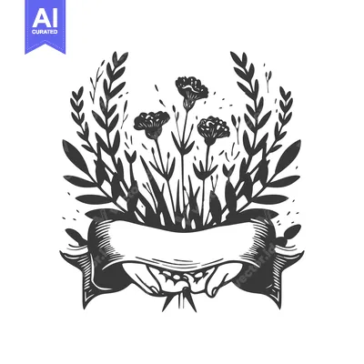 Aset premium populer: Floral Bouquet with a Ribbon Banner
