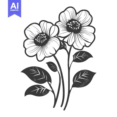 Aset desain premium: Two beautiful floral illustrations showcasing detailed blossoms with l