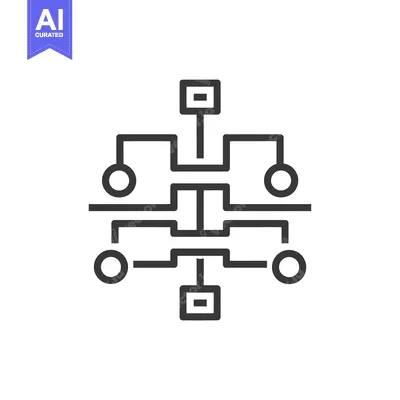 Aset desain premium: Minimalist Flowchart Icon: Hierarchical Structure with Circular Nodes