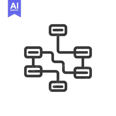 Premium design asset: Minimalist Network Diagram: Interconnected Nodes with Rounded Rectangl