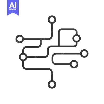 Premium design asset: Minimalist Circuit Board Icon with Rounded Connections on White Backgr