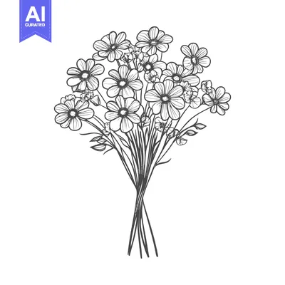 Popular premium asset: A bouquet of flowers with detailed outlines and elegant stems