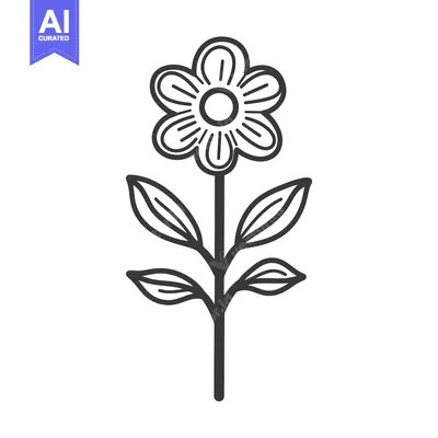 Aset desain premium: A simple illustration depicting a floral plant with leaves