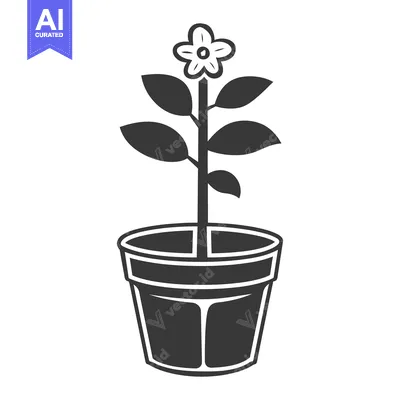 Aset desain premium: A potted plant with a single blooming flower and dark leaves
