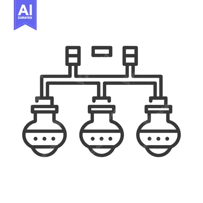 Aset desain premium: Minimalist Icon of Three Connected Chemical Flasks for Experimentation