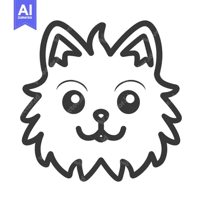 Aset desain premium: A cute illustrated dog face with an adorable smiling expression