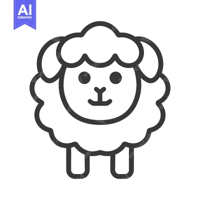 Aset premium populer: An adorable line drawing of a fluffy sheep animal