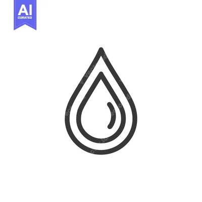 Aset desain premium: Minimalist Water Drop Icon with Double Outline on White Background