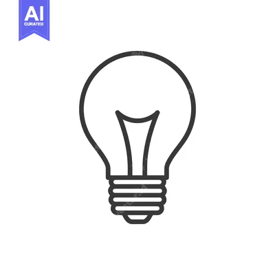 Aset premium populer: Minimalist Light Bulb Icon: Simple Black Outline on White Background
