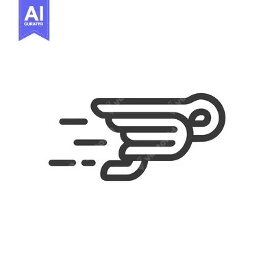 Aset premium populer: Dynamic Winged Icon: Bold Outline Design for Speed and Movement