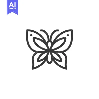 Aset premium populer: Elegant Butterfly Outline Icon on White Background, Minimalist Design