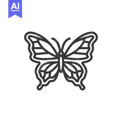 Aset premium populer: Elegant Butterfly Outline: Minimalist Design with Intricate Wing Detai