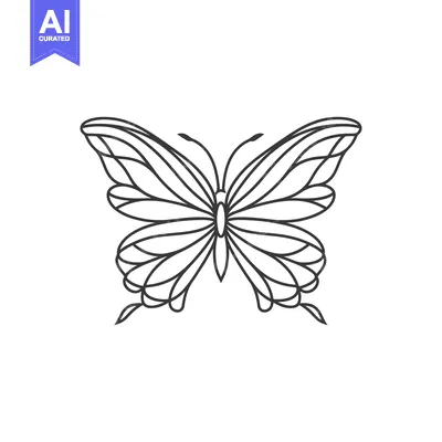 Aset desain premium: Elegant Butterfly Outline: Minimalist Design on White Background