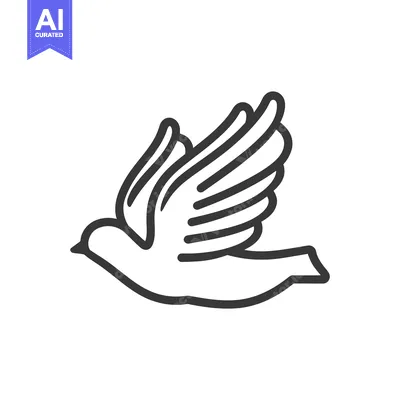 Aset premium populer: A black and white illustration of a flying bird