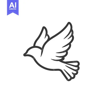 Aset premium populer: A simple black and white illustration depicts a flying bird