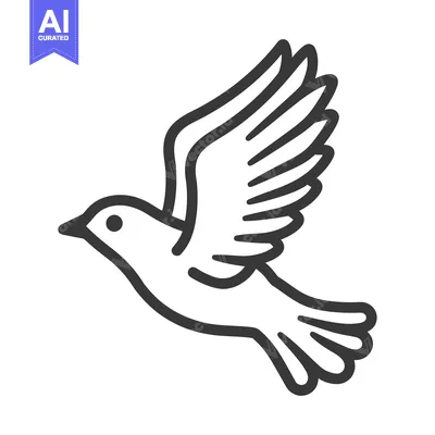 Aset premium populer: A simple outline illustration depicting a flying bird in motion