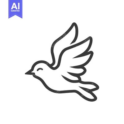 Aset desain premium: A simple illustration depicts a bird with its wings outstretched flyin