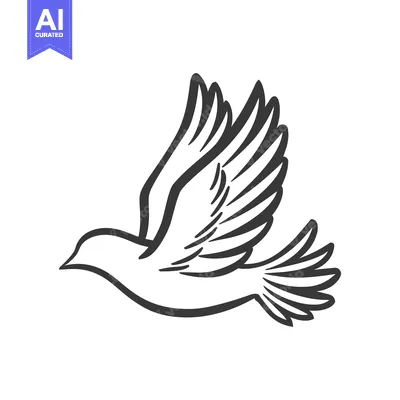 Premium design asset: A stylized graphic illustration of a dove in flight with extended wing