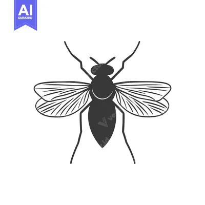 Popular premium asset: A simple black and white illustration of a small flying insect