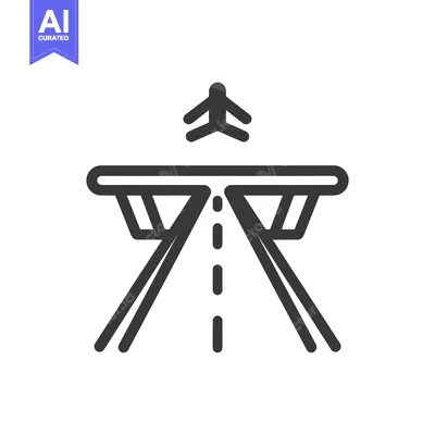 Aset desain premium: Minimalist Airplane Icon Taking Off From Runway Bridge