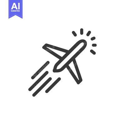 Premium design asset: Ascending Airplane Icon with Motion Trails and Sparkles, Minimalist De